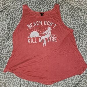Torrid Bright Coral Pink Sleeveless Graphic Tank Top Size 2